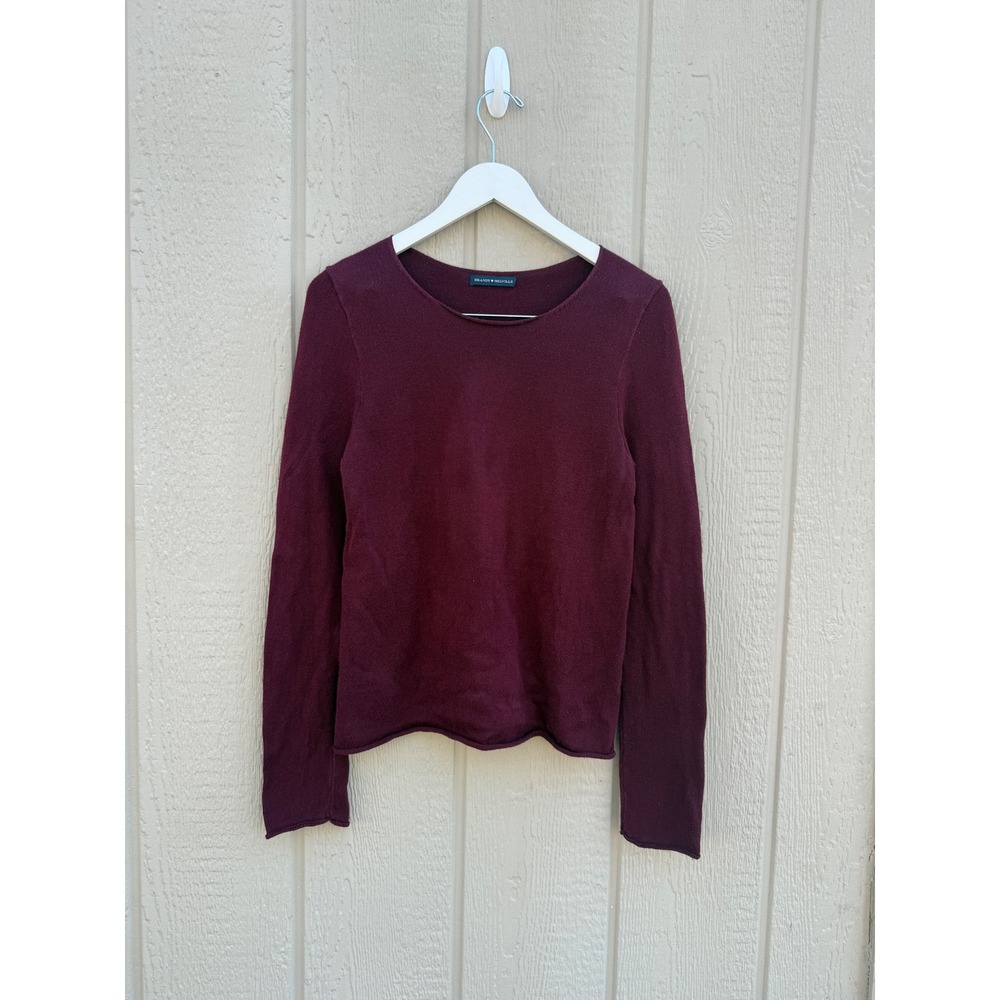 Brandy Melville OS Knit Top Burgundy Minimalist Rolled Hem Crewneck